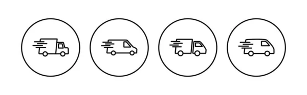 Conjunto Ícone Caminhão Entrega Rápida Ícone Caminhão Entrega Ícone Entrega — Vetor de Stock