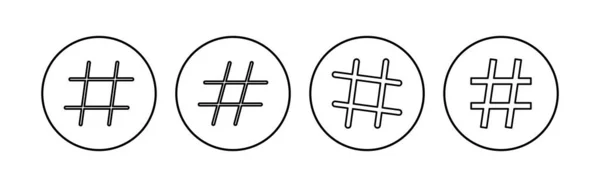 Hashtaggikonen Satt Hashtaggsymbol — Stock vektor