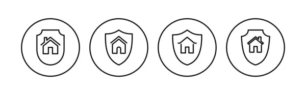 Ícone Seguro Casa Definido Ícone Proteção Home —  Vetores de Stock