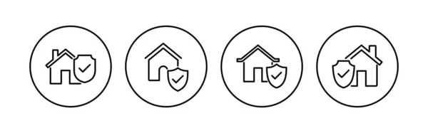 Conjunto Iconos Seguro Icono Protección Casa — Vector de stock