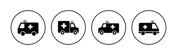 Conjunto Iconos Ambulancia Ambulancia Camión Icono Vector Coche Ambulancia — Vector de stock