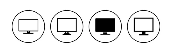 Ensemble Icônes Informatiques Ordinateur Moniteur Icône Vecteur — Image vectorielle