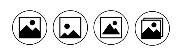 Afbeelding Icoon Set Foto Galerij Pictogram Symbool — Stockvector