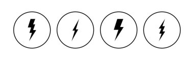 Şimşek simgesi ayarlandı. Elektrik ikon vektörü. Güç simgesi. enerji işareti