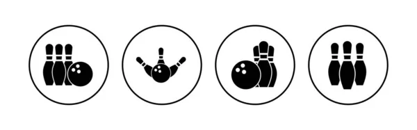 Conjunto Ícones Bowling Bola Boliche Pino Ícone Alfinetes Boliche —  Vetores de Stock