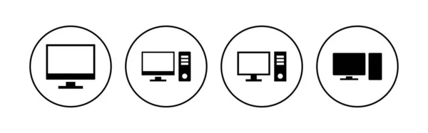 Conjunto Ícones Computador Monitor Computador Ícone Vetor —  Vetores de Stock