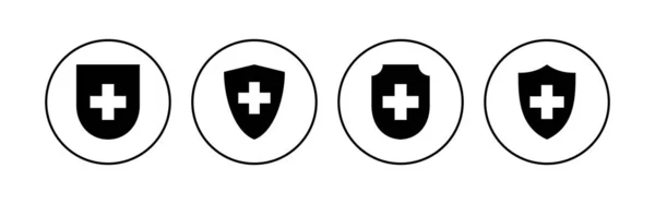 Ensemble Icônes Assurance Maladie Icône Document Santé Assurance — Image vectorielle