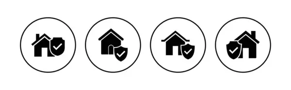 Conjunto Iconos Seguro Icono Protección Casa — Vector de stock