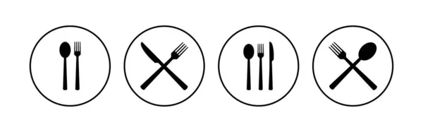 Spoon Fork Icon Set Spoon Fork Knife Icon Vector Restaurant — Stock Vector