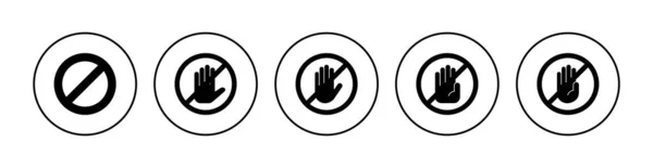 Detener Conjunto Iconos Detener Señal Tráfico Mano Stop Icono Vector — Archivo Imágenes Vectoriales