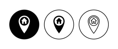 Adres simgesi ayarlandı. ev konumu simge vektörü