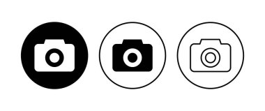 Kamera simgesi ayarlandı. Fotoğraf makinesi simgesi. kamera fotoğrafçılık simgesi.