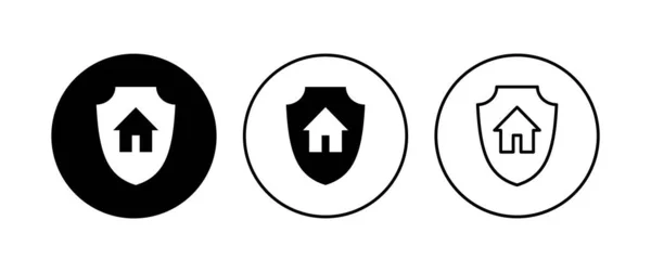 Home Verzekering Pictogram Set Pictogram Voor Thuisbescherming — Stockvector