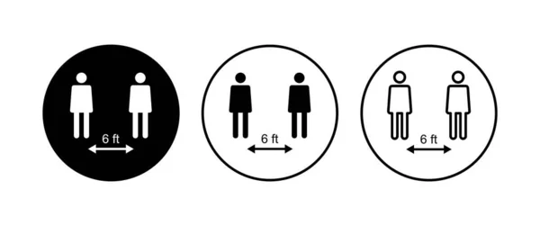 Социальный Набор Значков Расстояния Икона Социального Дистанцирования Самокарантинный Знак — стоковый вектор
