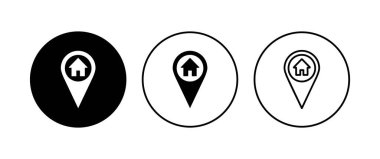 Adres simgesi ayarlandı. ev konumu simge vektörü