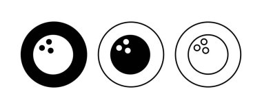 Bowling ikonu seti. Bowling topu ve iğne simgesi. Bowling lobutları