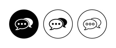 Sohbet simgesi ayarlandı. Konuşma balonu ikonu. Yorum simgesi vektörü. Mesaj var. Bizimle irtibata geç