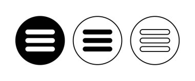 Menü Simgesi ayarlandı. Web menü simgesi. Hamburger menüsü sembolü
