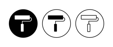 Boya simgesi seti. boya fırçası ikon vektörü. boyama silindiri vektörü