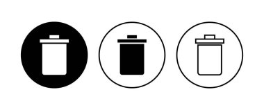 Çöp simgesi seti. Çöp kutusu simgesi. Simge vektörünü sil. çöp