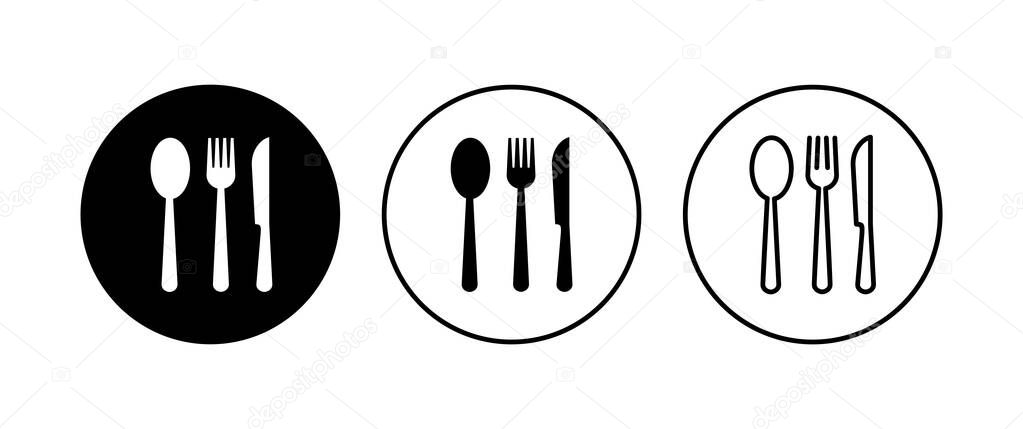 spoon and fork icon set. spoon, fork and knife icon vector. restaurant icon