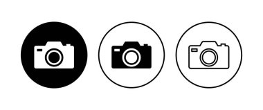 Kamera simgesi ayarlandı. Fotoğraf makinesi simgesi. kamera fotoğrafçılık simgesi.