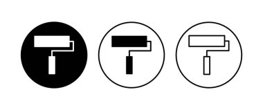 Boya simgesi seti. boya fırçası ikon vektörü. boyama silindiri vektörü