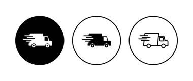 Hızlı nakliye kamyonu ikonu seti. Teslimat kamyonu ikonu. hızlı dağıtım simgesi