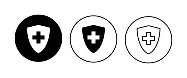 Set Icone Dell Assicurazione Sanitaria Icona Del Documento Sanitario Assicurativo — Vettoriale Stock