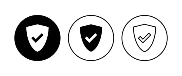 Conjunto Iconos Marca Verificación Escudo Protección Aprueba Signo Icono Seguro — Vector de stock