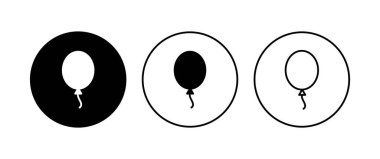 Balon simgesi ayarlandı. Parti balonu süsleme doğum günü vektörü. Balon siyah siluet simgesi