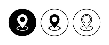 Pin simgesi ayarlandı. Konum simgesi vektörü. hedef simgesi. harita iğnesi