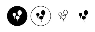 Balon simgesi ayarlandı. Parti balonu süsleme doğum günü vektörü. Balon siyah siluet simgesi