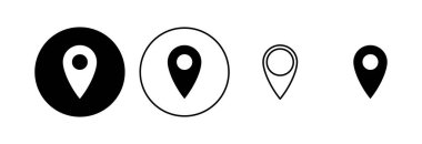 Pin simgesi ayarlandı. Konum simgesi vektörü. hedef simgesi. harita iğnesi