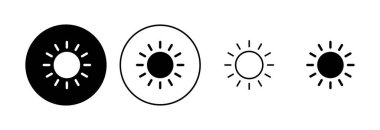 Güneş ikonu ayarlandı. Parlaklık Simgesi vektörü