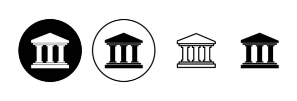 Набір Значків Банку Банківський Векторний Значок Музей Університет — стоковий вектор