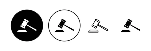 Conjunto Ícones Gavel Juiz Martelo Ícone Vetor Vetor Ícone Lei — Vetor de Stock