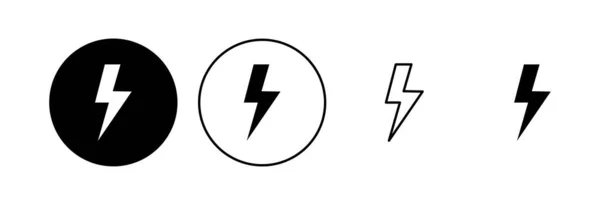 Zestaw Ikon Pioruna Wektor Ikony Elektrycznej Ikona Mocy Znak Energetyczny — Wektor stockowy