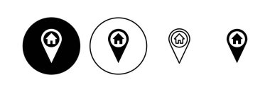 Adres simgesi ayarlandı. ev konumu simge vektörü