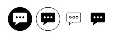 Sohbet simgesi ayarlandı. Konuşma balonu ikonu. Yorum simgesi vektörü. Mesaj var. Bizimle irtibata geç