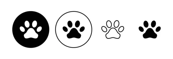 Conjunto Iconos Pata Pata Icono Impresión Vector Pata Perro Gato — Vector de stock