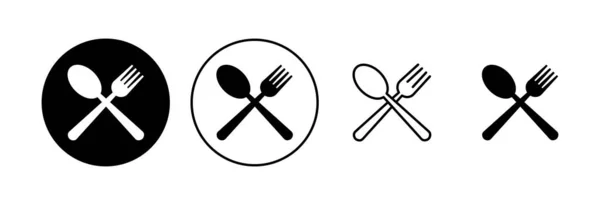 Lepel Vork Pictogram Set Lepel Vork Mes Icoon Vector Restaurant — Stockvector