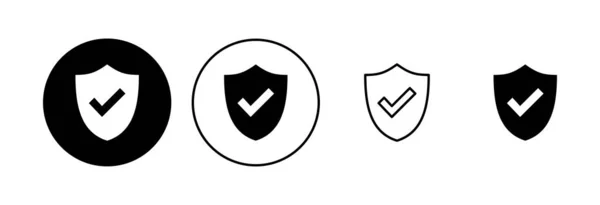 Conjunto Iconos Marca Verificación Escudo Protección Aprueba Signo Icono Seguro — Vector de stock