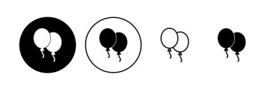 Balon simgesi ayarlandı. Parti balonu süsleme doğum günü vektörü. Balon siyah siluet simgesi