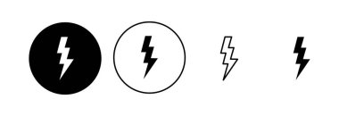 Şimşek simgesi ayarlandı. Elektrik ikon vektörü. Güç simgesi. enerji işareti