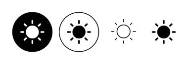Güneş ikonu ayarlandı. Parlaklık Simgesi vektörü