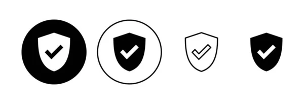 Shield Check Mark Icon Set Protection Approve Sign Safe Icon — Stock Vector