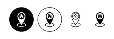 Adres simgesi ayarlandı. ev konumu simge vektörü