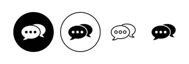 Sohbet simgesi ayarlandı. Konuşma balonu ikonu. Yorum simgesi vektörü. Mesaj var. Bizimle irtibata geç