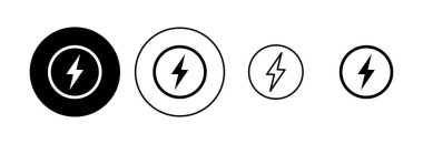 Güç simgesi ayarlandı. Güç Düğmesi Simgesi. Elektrik gücü.